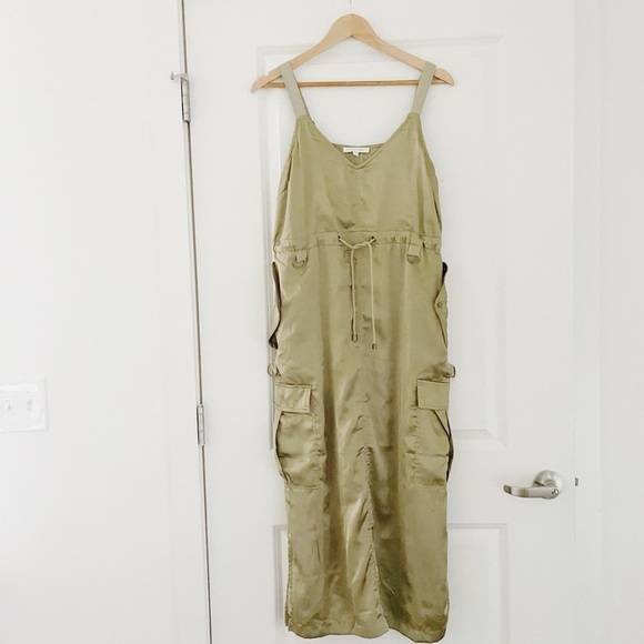 Anthropologie Love the Label Satin Utility Cargo Midi Dress - Picture 6 of 10